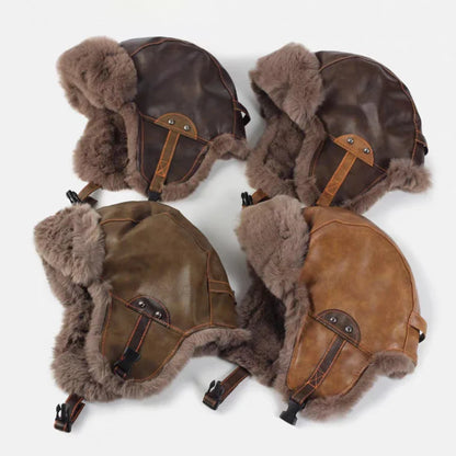 Bomber Hat New PU Leather Winter Hats for Men Women Waterproof Snow Ski Trapper Earflap Cap Male Female Russian Fur Hats
