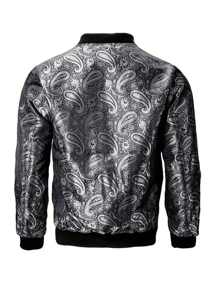 Gold Paisley Jacket Men's Clothing 3D Printed Colorful Long Sleeve Zipper Jackets Luxury Graphic Street Trend Autumn Bomber Coat