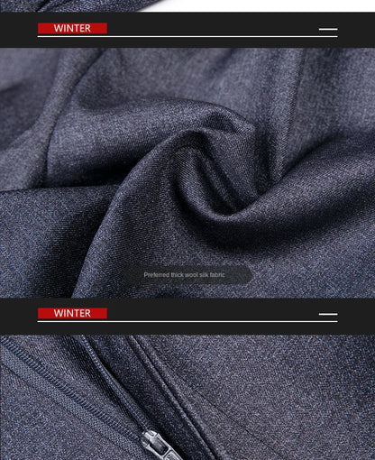 Double Pleated Mens British Pants High Waist Thicken Straight Business Black Formal Clothes For Mens Dress Trousers size 42 44