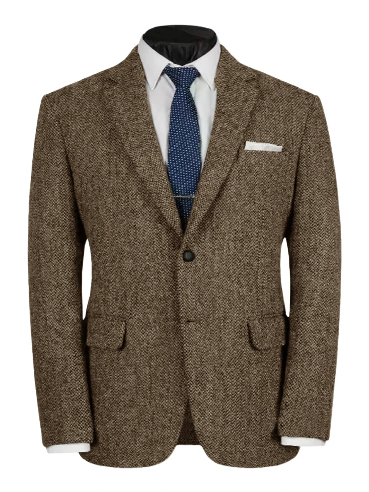 Herringbone Slim Fit Suit Jacket For Men's Single Breasted Business Blazer Casual Jacket Fashion Comfortable Elegant Mens
