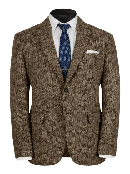 Herringbone Slim Fit Suit Jacket For Men's Single Breasted Business Blazer Casual Jacket Fashion Comfortable Elegant Mens
