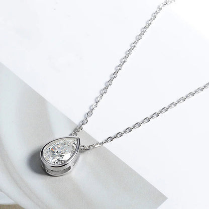 Certified 1-3CT Pear Cut Moissanite Necklaces for Women Chain Lab Diamond Pendant Birthday Gift 925 Sterling Silver 100%