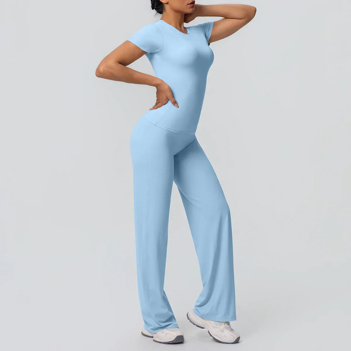 Fitness Sports Workout Yoga Set for Women Naked Feel Slim Casual Workout Top T-Shirt Quick Drying Push Up Running Pants Yoga Set