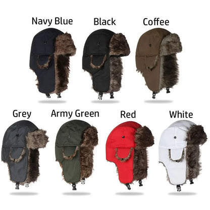 Men's Winter Trapper Aviator Trooper Earflap Warm Russian Waterproof Ski Hat Bomber Cap Russian Warm Ear Protectors Hats