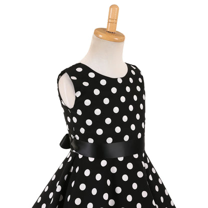 Girl's Retro Dress,Summer Princess Sleeveless Polka Dots Cotton Lightthin Romantic Floral 50s Vintage Dress Party Wedding Daliy