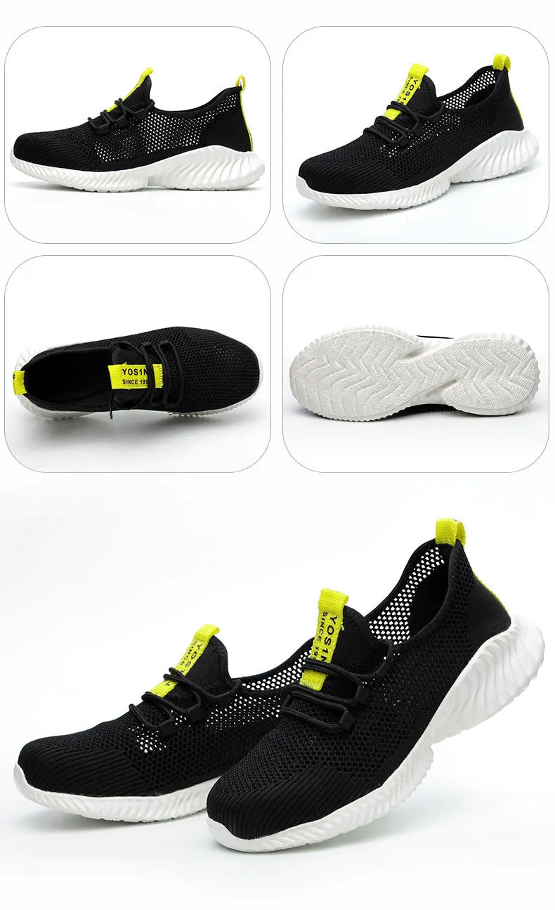 Work Boots Breathable Safety Shoes Men's Lightweight Summer Anti-Smashing Piercing Work Sandals Single Mesh Steel Toe Sneaker