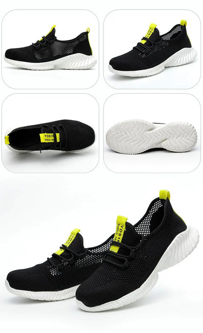 Work Boots Breathable Safety Shoes Men's Lightweight Summer Anti-Smashing Piercing Work Sandals Single Mesh Steel Toe Sneaker