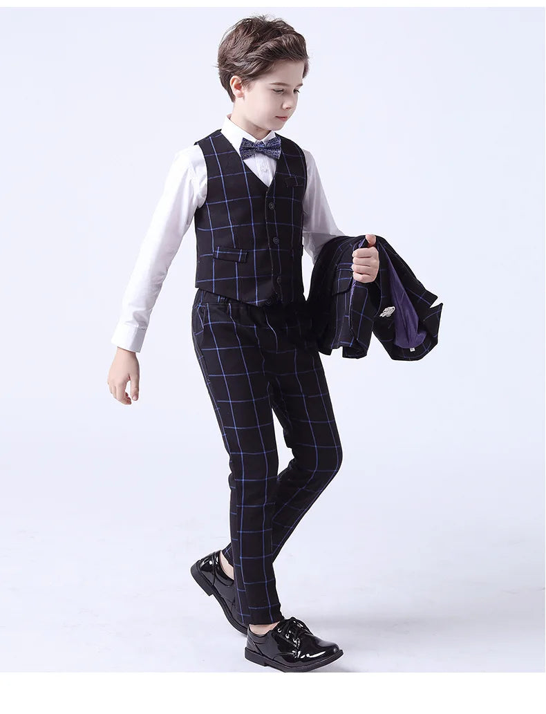Top Quality Big Boys Suit For Wedding Teenager Kids Formal Tuxedo Dress Children Photograph Blazer Party Performance Costume