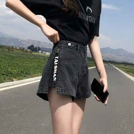 Short Pants For Woman To Wear Jeans Wide Mini Denim Women's Shorts Punk Print Low Price Elasticty Luxury Fashion Y2k Harajuku XL