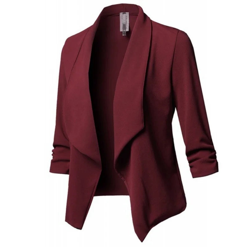 Women Blazer Jackets Female Retro Suits Coat Feminino OL Blazers Outerwear Plus Size Open Front Short Cardigan Plus Size