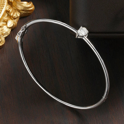Certified 1CT Pear Cut Moissanite Bangles S925 Silver Solitaire Lab Diamond Bracelet for Women Fine Party Wedding Jewelry