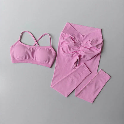 Seamless Back Push-up Sports Bra Women Quick-drying Butt Lifting Yoga Pants Peach Leggings Training and Fitness Two-piece Set