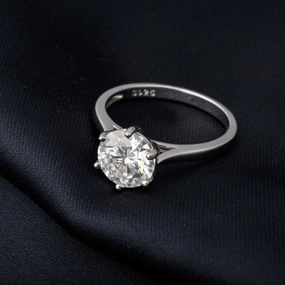 Moissanite D Color 0.5ct 1ct 2ct Round Cut S925 Sterling Silver Solitaire Wedding Engagement Ring for Women