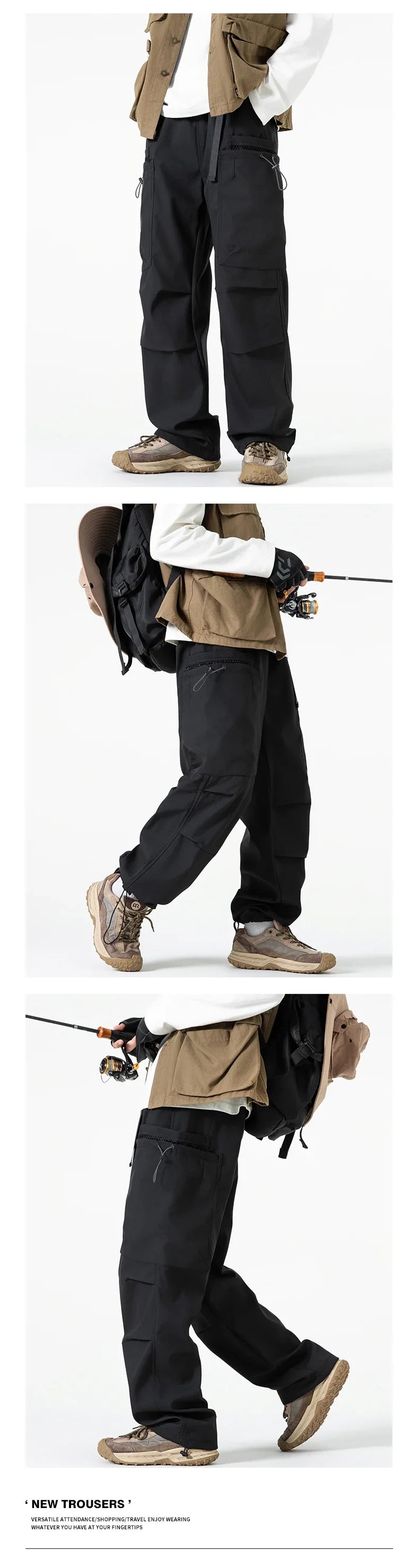 Hiking Pants Men Waterproof Windproof Breathable Elastic Waist Climbing Trekking Fishing Pants Camping Casual Overalls Trousers