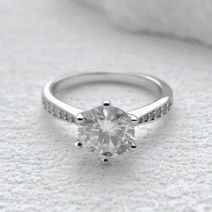 0.5-2ct Moissanite Wedding Ring for Women Sterling Silver Round Brilliant Diamond Solitaire Engagement Rings Certified
