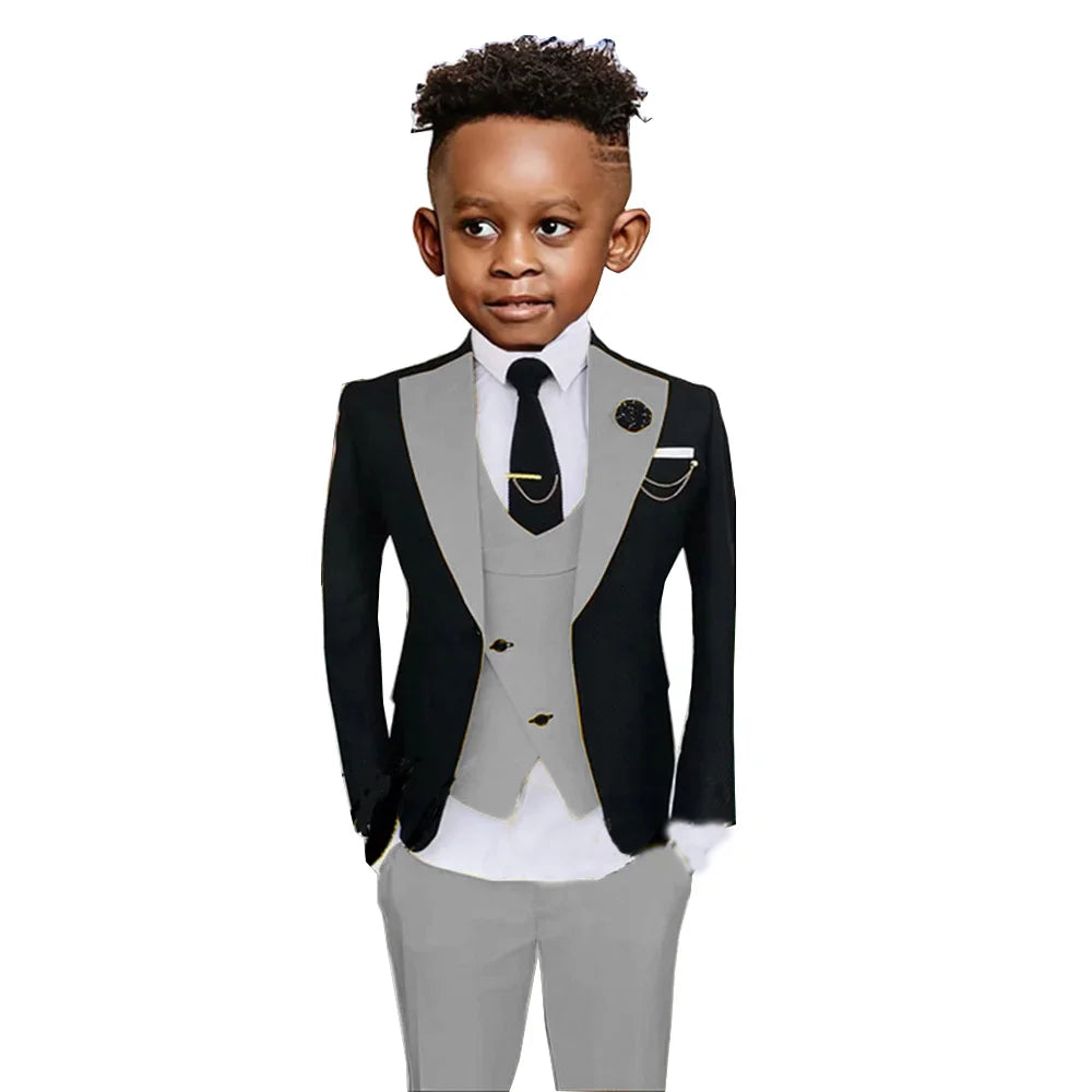 Colorful Kids Fashionable Suit Set 3 Pieces Performance Costumes High Quality Boys Suits Wedding Guest Tuxedo 2-20T