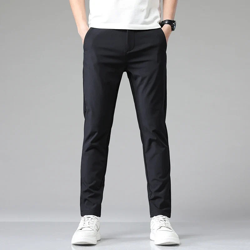 2024 Summer New  Men's Thin Straight Casual Pants Classic Style Light Gray Business Stretch Trousers Male Brand