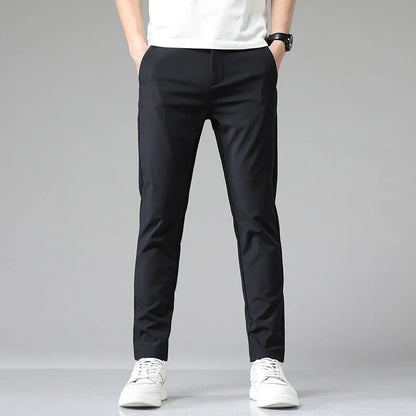 2024 Summer New  Men's Thin Straight Casual Pants Classic Style Light Gray Business Stretch Trousers Male Brand