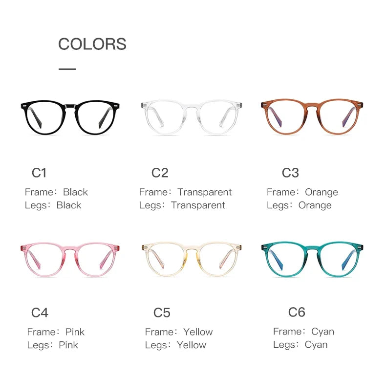 Unisex Retro Round Myopia Prescription Reading Glasses Women Anti Blue Light Blocking Optical Eyeglasses Frame Men PFD2117