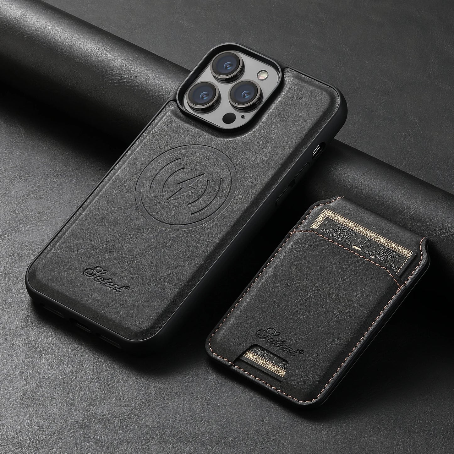Luxury Magnetic Card Holder Leather 2 in 1 Phone Case For iPhone 17 16 15 14 13 12 Pro Max Plus Air Detachable Stand Phone Cover