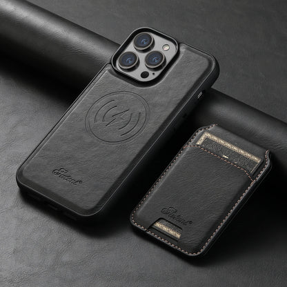 Luxury Magnetic Card Holder Leather 2 in 1 Phone Case For iPhone 17 16 15 14 13 12 Pro Max Plus Air Detachable Stand Phone Cover