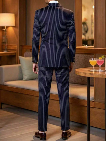 Men's Suit Sets Men's Striped Suits Dress Pants for Business Dinners and Weddings