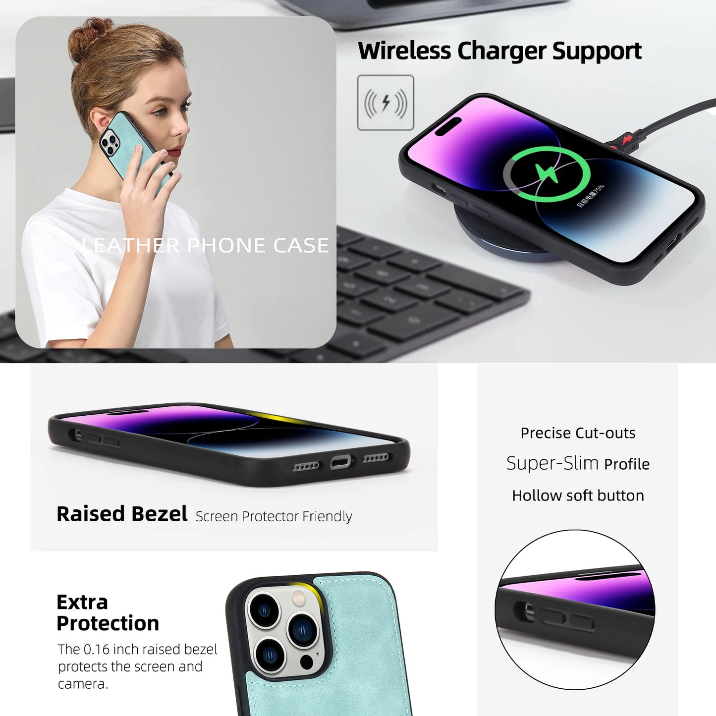 حافظة جلدية فاخرة قابلة للطي لهواتف آيفون 15 14 13 12 11 برو Xs ماكس X XR 7 8 بلس SE 2022 2020، غطاء محفظة مغناطيسي متعدد الوظائف