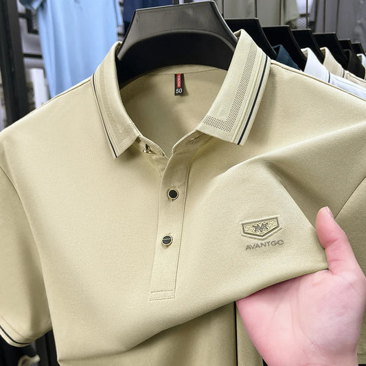 Light luxury brand men's short sleeve polo shirt summer new item high-end letter golf comfortable cotton casual business T-shirt