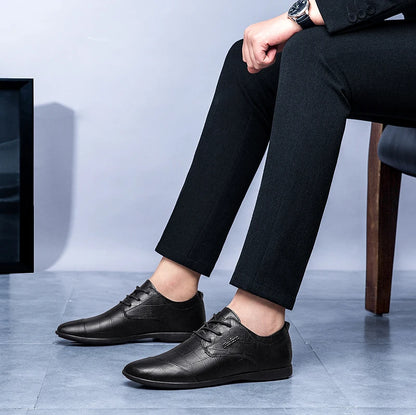 Luxury Business Oxford Genuine Leather Shoes Men Breathable Formal Dress Shoes Male Office Wedding Flats Footwear Evening Dress