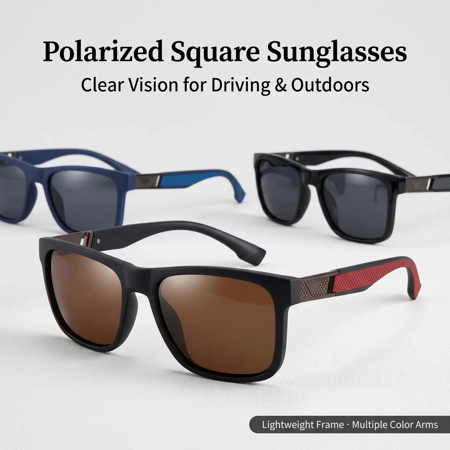 Polarized Square Sunglasses For Men Luxury Square Vintage Retro Fashion Glasses  Gafas De Sol Hombre Polarizadas Alta Calidad
