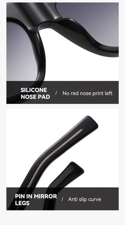 Vintage Pilot Rectangular Frame  Men Sunglasses Fashion Polarized Shades UV400 Women Trending Punk Sun Glasses INS Eyeglasses