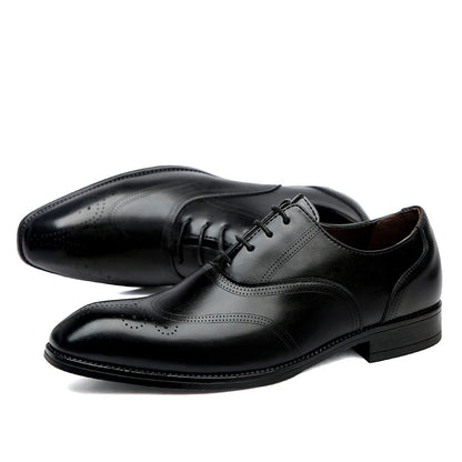 Luxury Brand Men's Glossy Leather Shoes Classic Brogue Shoes Lace Up Men's Office High-quality Business Shoes Big Size：38-48