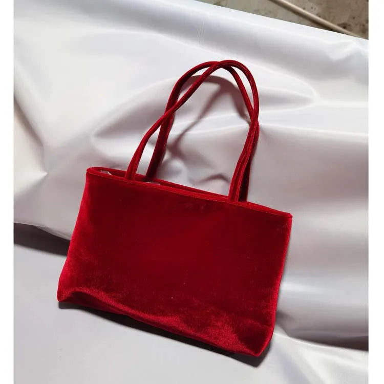 Luxury Premium Designer Elegant Womens Silk Satin Small Tote Solid Color Shoulder Underarm Purse Versatile Fashion Commuting Bag