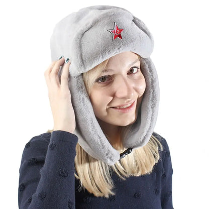 Outdoors Thick Bomber Hat Plush Warm Russian Ushanka Windproof Snow Caps for Women Men