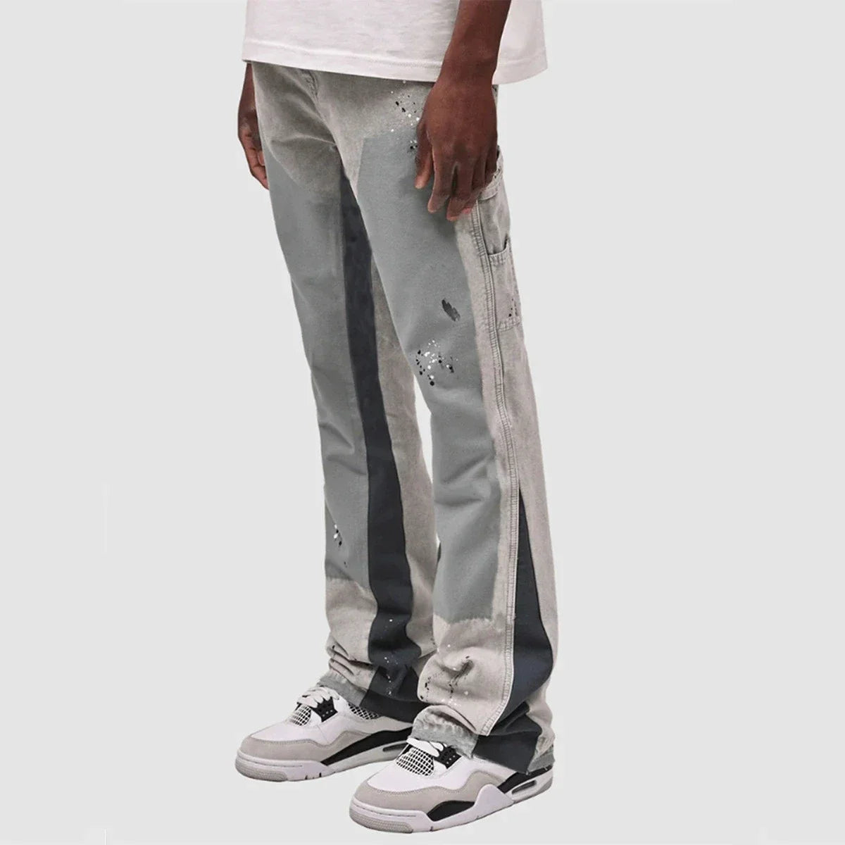 Men's Punk High Street Raw-Edge Skinny Jeans with Micro Trumpet Detail  Y2K Low Rise Stretch Floor Length Biker Rock Pants 2025