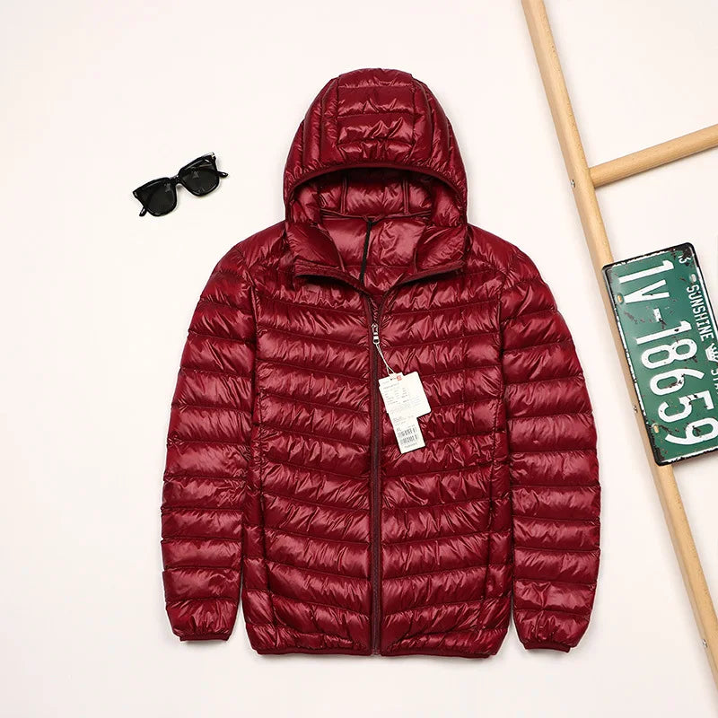 2025 Autumn and Winter New Lightweight Down Jacket Men's Short Hooded Joker Lightweight Thin White Duck Down Plus Size Coat