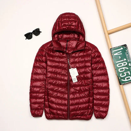 2025 Autumn and Winter New Lightweight Down Jacket Men's Short Hooded Joker Lightweight Thin White Duck Down Plus Size Coat