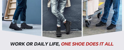 Steel Toe Shoes for Men Women Water Resistant Work Boots Non Slip Safety Sneakers Slip On Industrial Air Cushion Chelse