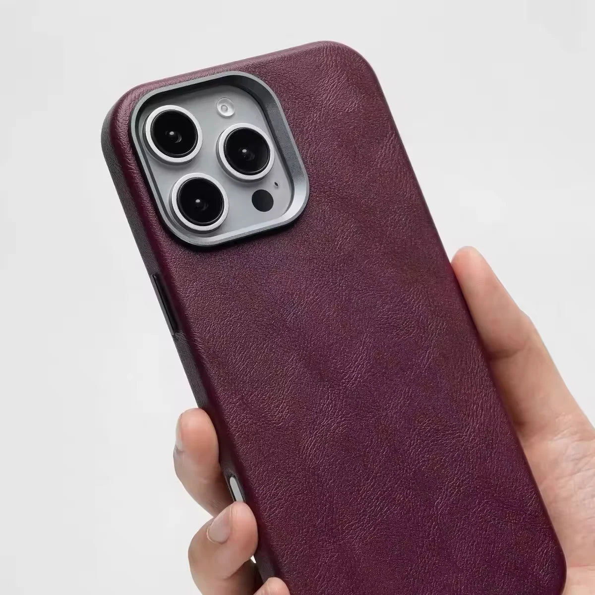 Premium Vintage Leather Magnetic Phone Case for IPhone 16 14 13 15 Pro Max Wireless Charging Alloy Camera Shockproof Back Cover