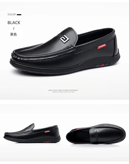 2026 New Solid Color Business Casual Shoes for Men Spring Autumn Soft Leather Shoes Male Fashion Light Driving Shoes Man