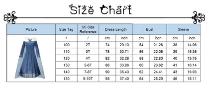 Blue Snowflake Princess Dress Winter Long Sleeve Fur Collar Snow Queen Costume Dress Girl Elsa New Year Christmas Party Clothes