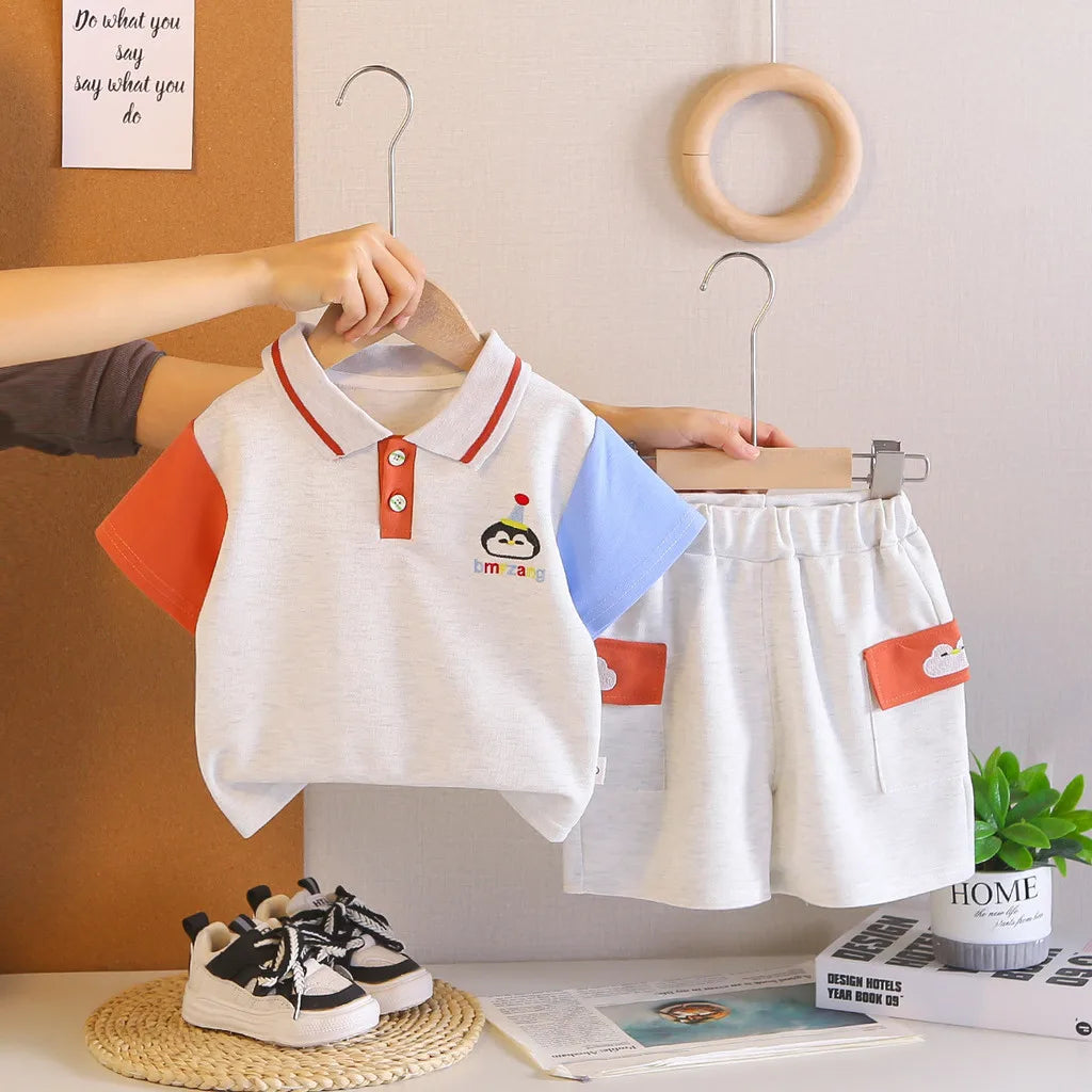 New Toddler Summer Baby Boys/Girls Clothes Sets Children Cartoon T-Shirt + Shorts 2Pcs/Set Infant Kids Fashion Cotton Tracksuits