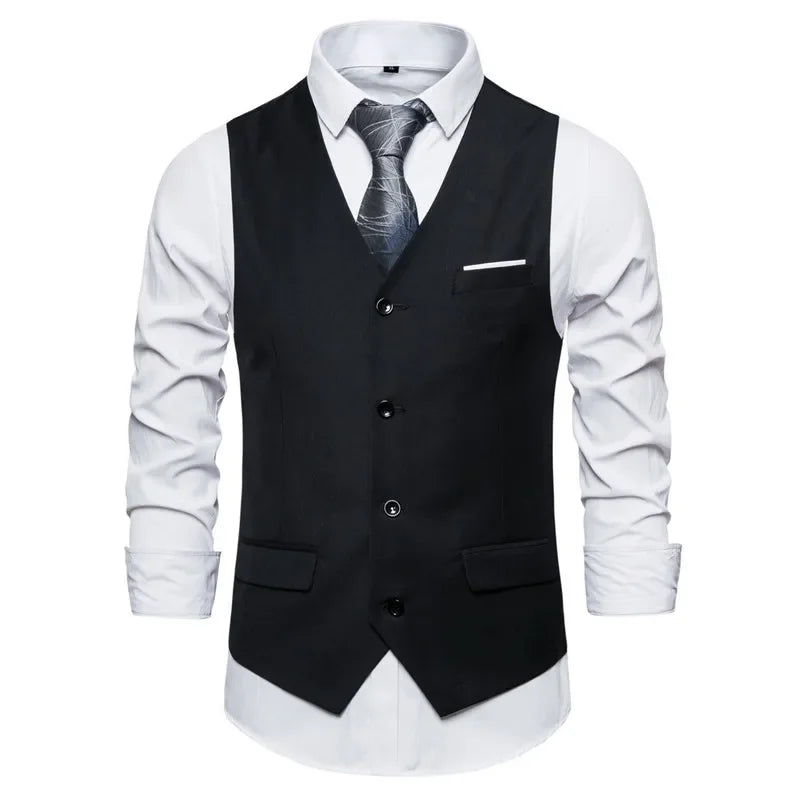 Blue Suit Vest, Men's Business Sleeveless Vests Jacket, Asian size S-6XL, Wedding Party Waistcoat, Red Purple Black Gray
