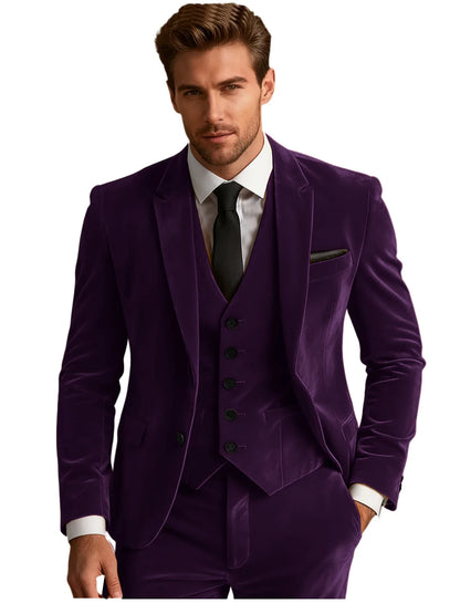 Elegant Wedding Men's Suit Business Tuxedos Formal 3 Piece Set Jacket Vest Pants Single Breasted Men Sport Coats Blazers