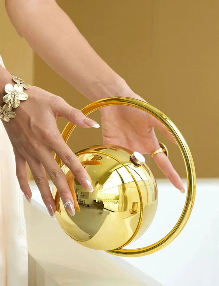 Gold Acrylic Round Ball Hand Bag For Women Handbags Silvery Evening Clutch Handbags Round Ball Purse 2025 Chic