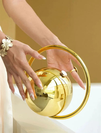 Gold Acrylic Round Ball Hand Bag For Women Handbags Silvery Evening Clutch Handbags Round Ball Purse 2025 Chic