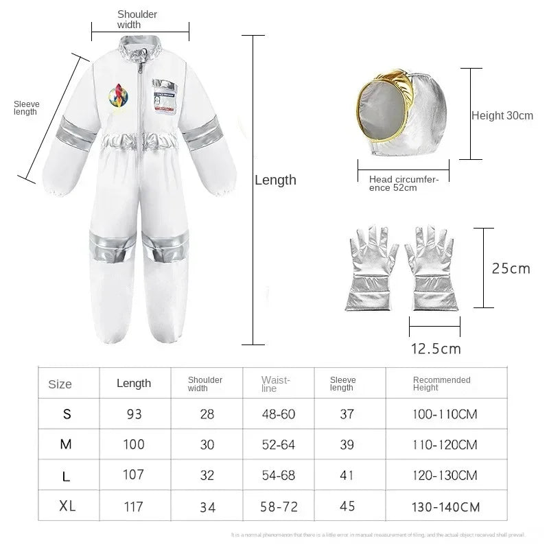Halloween Astronaut Cosplay Costume Kids Boy Girl Jumpsuit Cartoon Space Party Spaceman Outfit White Spacesuit Bodysuit Clothing