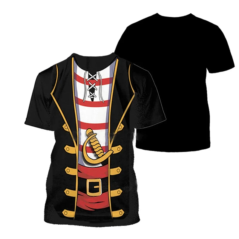 Summer Men's New Fashion Cosplay Navy Captain T Shirt 3D All Over Printed Fashion Unisex Clothing Street Casual Uniform T-shirt