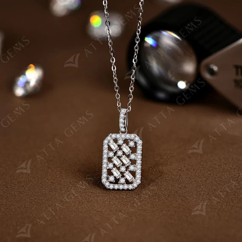 Solid S925 Silver Full Moissanite Necklace for Women D VVS1 Diamond Sparkling Pendent Engagement Luxury Fine Jewelry