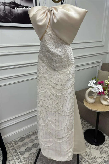 Beads Women's Prom Dress 2025 Custom Made Evening Dresses for Special Occasions Bow Lena Ball Gown Luxury Dress Mermaid Party